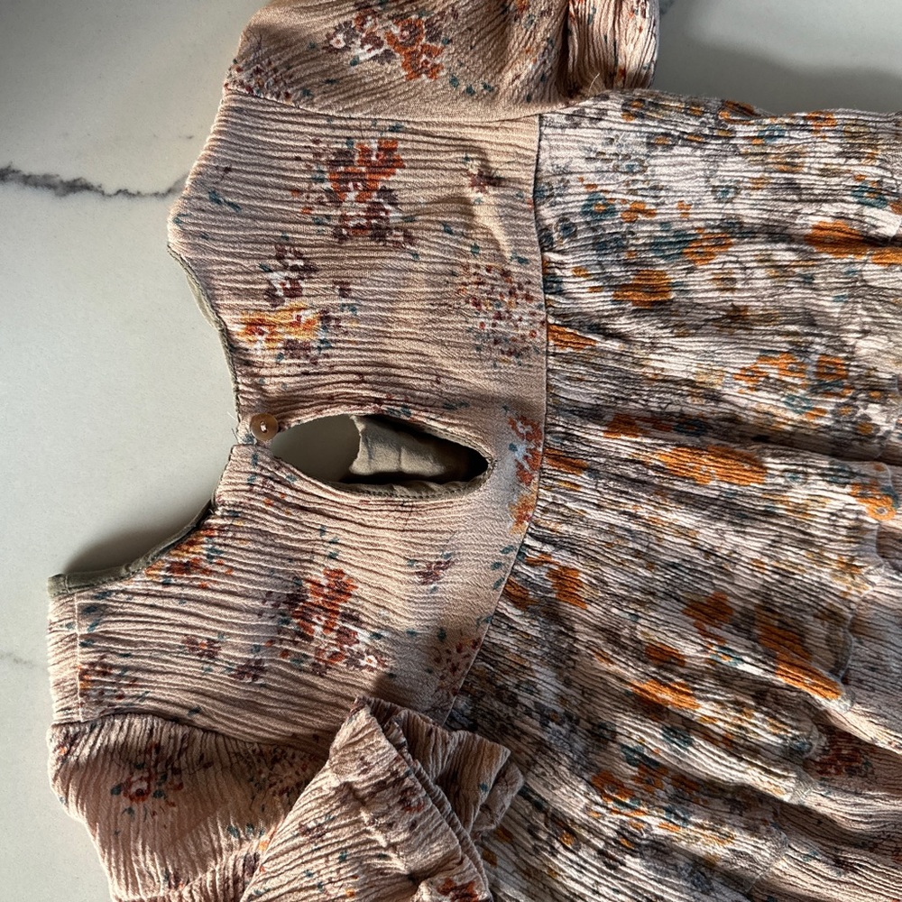 Mango Kids Floral Mixed-Print Plissé Tiered Dress - Picture 7 of 9